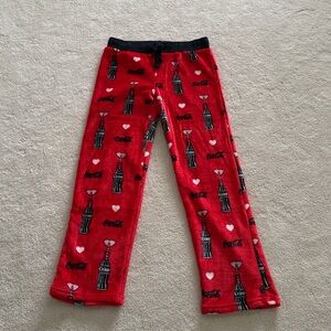 Coca-Cola Red Lounge Pants with Bottle & Heart Design Large (fits like a medium)